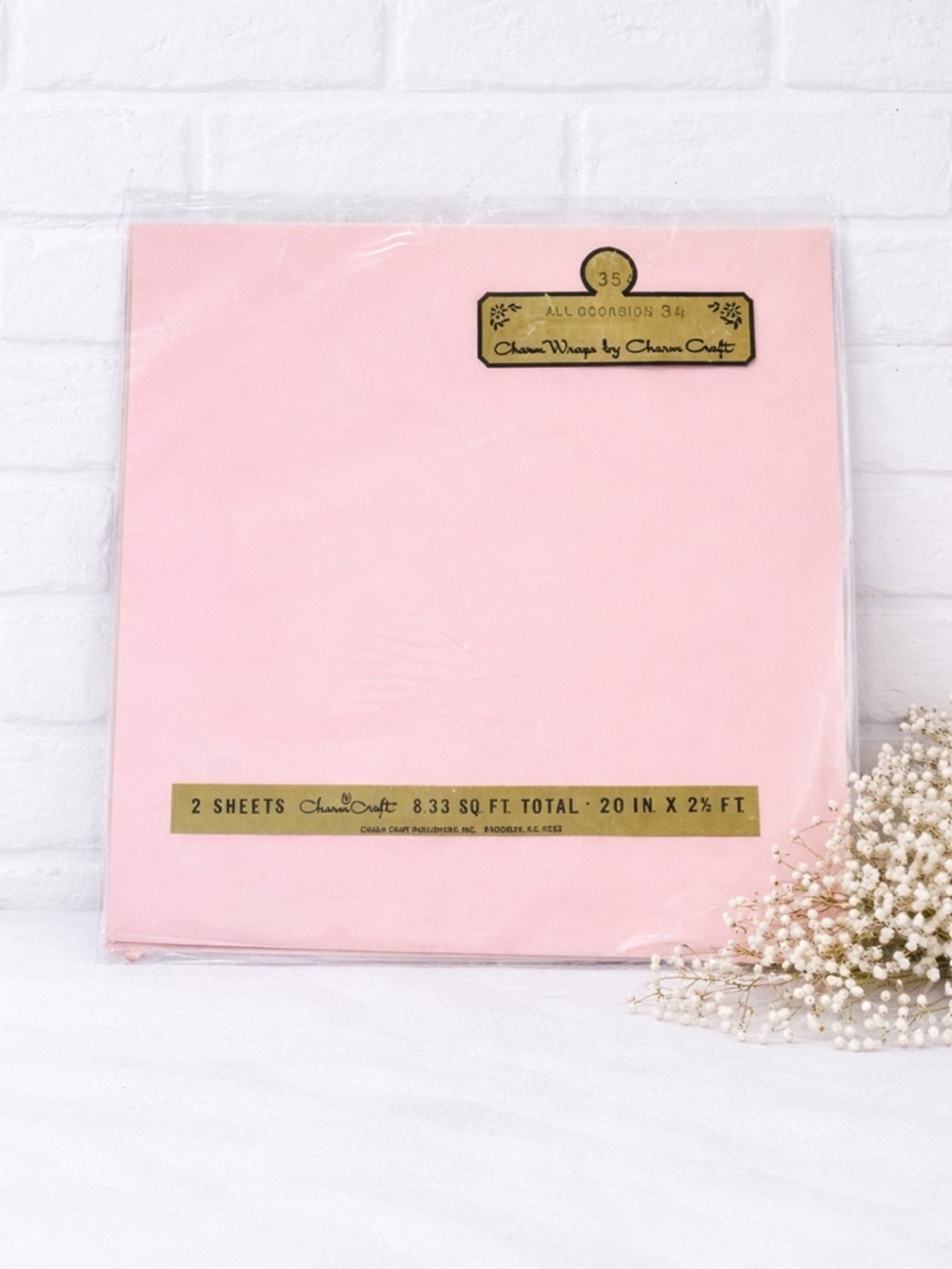 Vintage New Old Stock Charm Wraps by Charm Craft Sealed Pink Gift Wrap Sheets